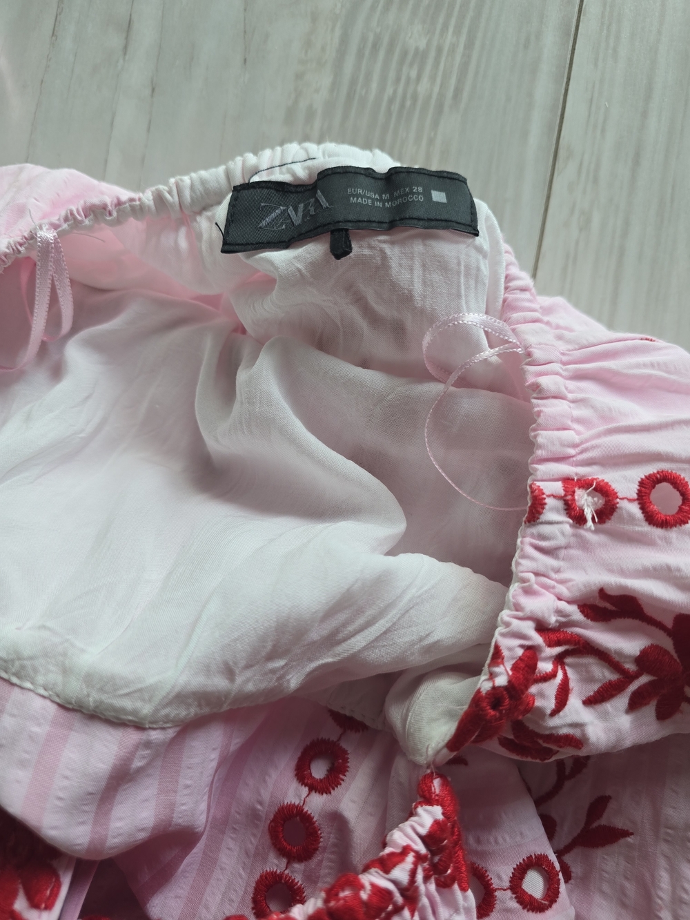 Zara Pink Embroidered Cotton Dress